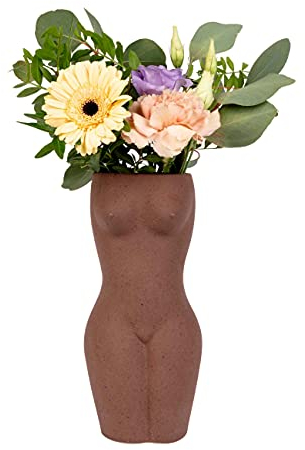 DOIY - Moderne dekorative Vase - Weibliche Körperform - Aus Keramik - Blumenvase - Dekorative Vase - Braun - 10,5x10,1x23 cm - Farbe: Braun - 10,5x10,1x23 cm