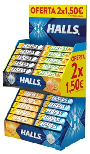 Halls Caramelos Mentolados Surtidos, 50 Sticks, 1600g | Surtido de caramelos mentolados, perfectos para disfrutar de frescor en cualquier momento