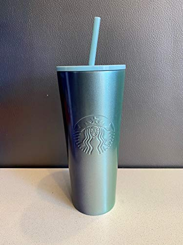 Starbucks Gobelet à double paroi en acier inoxydable 2020 avec couvercle - Bleu clair et argenté - 680 g