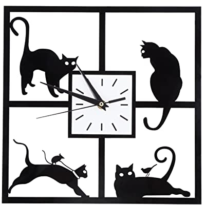 Haofy 3D Katzen Wanduhr Acryl Geräuscharm für Wohnzimmer Schlafzimmer Kinderzimmer Büro Deko Uhren für Wand Suitable for Modern Home Decor