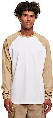 Urban Classics Herren Organic Oversized Raglan Longsleeve T-Shirt, White/unionbeige, 4XL
