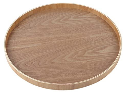 Serviertabletts aus Holz, Rund Tablett Holztablett Vintage Serviertablett für Frühstück Tee Couchtisch Dekoratives Tablett für Früchte Süßigkeiten Lebensmittel Home Decoration(37,5cm)