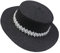 JK Home Pliable Chapeau de Soleil Femme Panama en Paille Capeline Large Bord avec Ruban Mariage Plage Noir