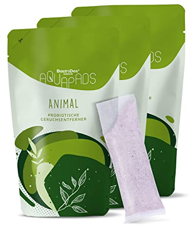 BactoDes Green Aqua Pads, Animal Geruchsentferner Geruchskiller Lufterfrischer, Pulver Tütchen zum Mischen, 3x 4 Stück