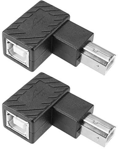 Create idea 2PCS USB 2.0 Type-B Printer Adapter 90 Degree Type-B Male to Female Converter 480 Mbps Data Transfer Speed for Printer Scanner (Left Angle & Right Angle)