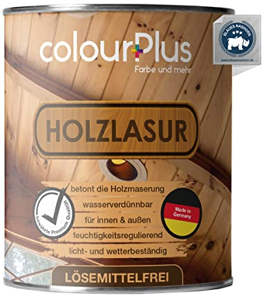 ColourPlus® Barniz para madera sin disolventes (750 ml, blanco), barniz para madera brillante para exteriores, imprimación para madera, barniz para madera exterior, fabricado en Alemania
