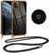 Vauki handyband für iPhone 11 Pro Max Hülle mit Band, Handyhülle Silikon Schwarz mit Herz Motiv, Ultra Dünn Stoßfeste Aesthetic Case mit Kordel zum Umhängen für iPhone 11 Pro Max 6.5