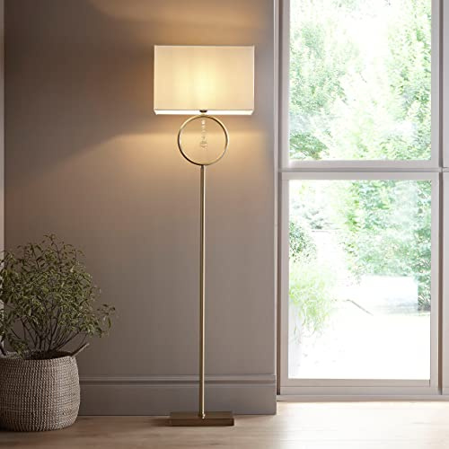 Lizzy Antique Brass Floor Lamp with Cream Shade