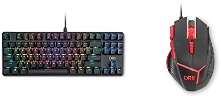 Unbekannt DR1TECH Raven Mechanische TKL Gaming Tastatur Für PC/PS4 mit RGB Hintergrundbeleuchtung & DR1TECH Hunter Professional Gaming Maus Mit Kabel [5 Auswechselbare Gewichte + Triple FIRE]