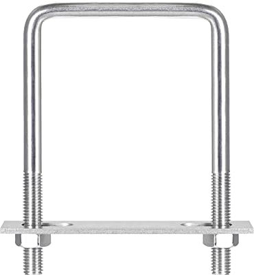 sourcing map Square U-Bolts, 87mm(3.43) Inner Width 125mm Length M10 304 Stainless Steel U Clamp Bolt with Nuts and Plates, for Boat Trailer