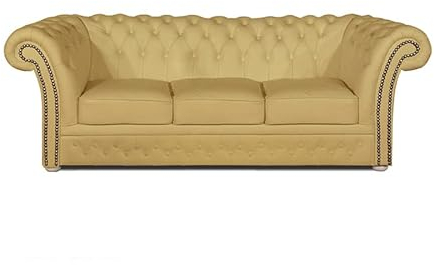 Chesterfield Bank Winfield Basic Luxus Leder | 3-Sitzer | 2 bis 4 Wochen Lieferzeit (Weiß)