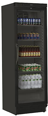 MBH - Frigorifero espositore verticale professionale nero con porta in vetro per alberghi Frigorifero espositore portabottiglie industriale per bevande - Colore nero