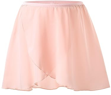 boruizhen Ballett Wickelrock Tanz Rock Chiffon Ballettrock Mädchen Mit Dehnbarem Taillenband für Kinder und Damen Rosa L