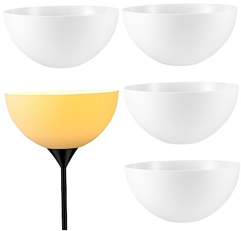 Lampenschirm Ersatz für Tischleuchten und Deckenlampen, 4 Stück | Kunststoff, Weiß, Schalenförmig mit 4,2cm Loch, Moderne Basic Optik für Küche und Homeoffice