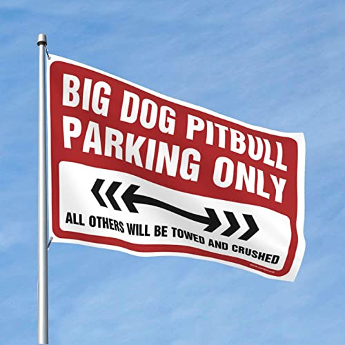 Flagge für Studentenwohnheim, großer Hund, Pitbull, Parkplatz, Studentenwohnheim, Raumdekoration, Happy Camper Geschenke (Größe: 152 x 244 cm)