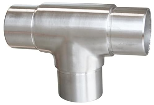 Steckfitting T-Stück, für Rohr Ø 33,7x2,0 Edelstahl V2A Rohrverbinder Verbinder für Rohre Geländerbau Geländer Treppen Balkongeländer Terrassengeländer Balkon Terrasse
