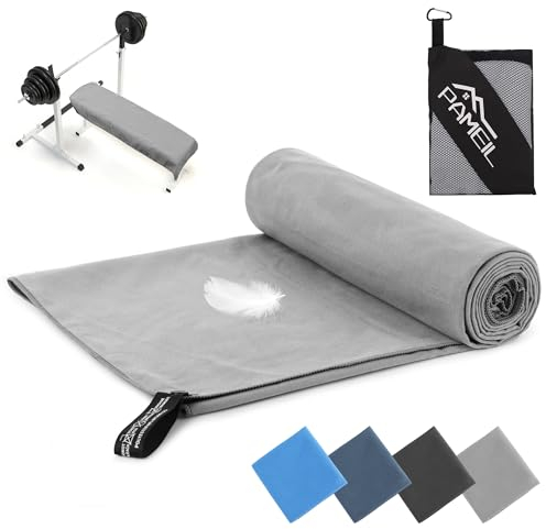 Mikrofaser Handtuch - 4 Farben & 7Größen - Kompakte Microfaser Handtücher -Fitness Handtuch, Sporthandtuch, für Outdoor, Strand, Camping, Sauna, Fitness (Hellgrau, 100x200cm)