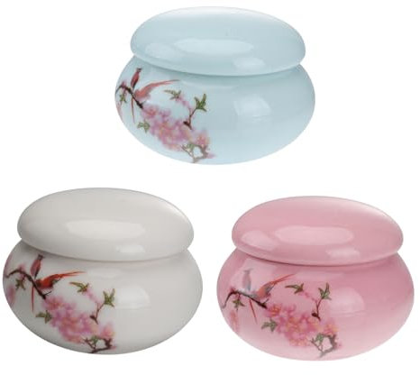 MAGICLULU 3stücke Teiliges Keramik Aufbewahrungsglas Mit Deckel Mini Teedosen Für Kosmetik Und Mehr Lebensmittelecht Dekorativ Verschiedenen Farben