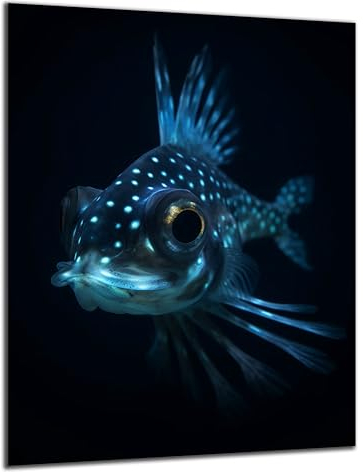DARO Design - Wand-Bild 6mm HDF 30x20 cm Unterwasser Fisch leuchtend - Wand-Deko Bilder Wohnzimmer
