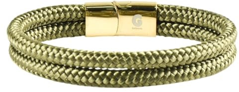 Galeara design Bracciale Corda - Braccialetto Nautico - Magnetico Noa Marina (Noa Verde - Oro, 175)