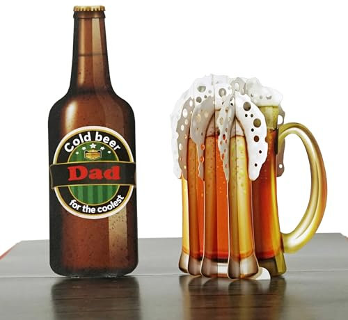 CUTPOPUP Bier - Geburtstagskarten für Männer, Geburtstagskarte Mann, Vatertag Karte, Geburtstags-Pop-Up-Karte, 3D-Grußkarte, Schönen Vatertag (Beer) US8-SD195DE