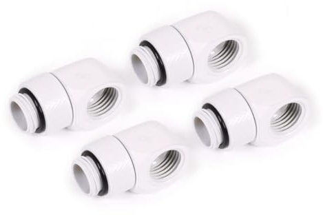 Alphacool Eiszapfen Adapter männlich auf weiblich, 90 Grad drehbar, weiß, 4 Stück