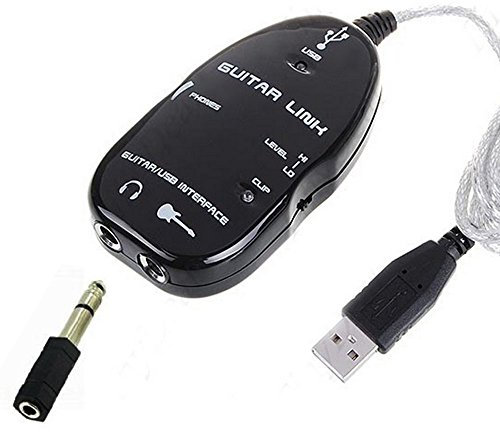 Romeeton USB Guitar Link Cable, Guitar to USB Interface Link Audio Cable Adapter for PC Recording Adapter, for Windows XP (SP2), Win7 10 & Vista, for macOS 8.5 or above (with a free 3.5mm Female Mono)