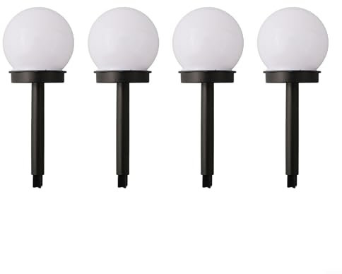 YUANGANG 4 luces LED redondas solares de globo de bola para jardín, camino de suelo, iluminación de seguridad, patio, lámpara de paisaje ()