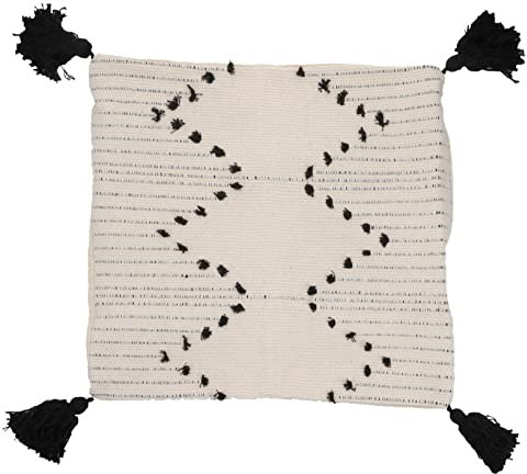 SEWOART Dekorativer Kissenschutz 80x80 aus Baumwolle im Marokkanischen Stil Geometrisch mit Quasten für Zuhause und Zimmerdeko