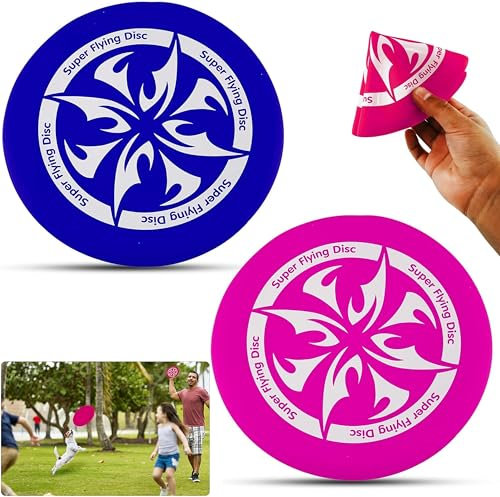 SRV Hub 2Pcs Soft Rubber Flying Disc Set, Easy to Catch Flying Frisbee Dog Toy, Foldable Skimmers Kids Adults Outdoor Fun Play Activity, Soft flying disc frisbee 17cm