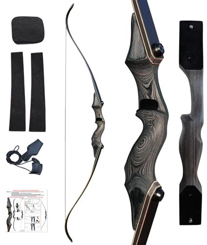 60 Zoll Einzel Bogenschießen Recurvebogen Holzbogen Erwachsene Linkshänder Praxis Jagd 30-60LB (50LB)