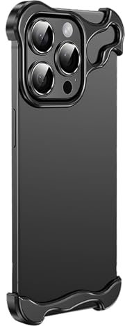 Alloy Armor Premium Case for iphone 16 Pro Max Case, Alloy Armor for iPhone Case, Alloyarmor Zinc Alloy Frameless Phone Case for iPhone 12 13 14 15 16 Pro Max (Black,15)