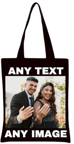 JPHCHSC Personnalisé Sac, Sac Tote bag en Toile Avec Photo et Texte Personnalisable, Sac Tissu, Sac En Toile, Sac Cabas Réutilisable