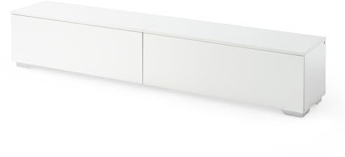 ZZINOKE Meuble TV Blanc 180 cm, avec 2 Compartiments de Rangement, avec lumières LED, Meuble TV Suspendu, adapté au Salon, Chambre à Coucher, Style Moderne, Blanc