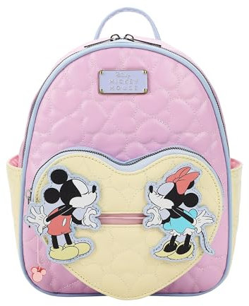 Disney Mickey Mouse und Minnie Mouse 26,7 cm Erwachsene Mini Rucksack mit beweglichen Charakteren, Mickey und Minnie Pink, osfa