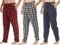 BEGIANT Lot de 2 pantalons de pyjama pour homme en flanelle de coton doux à carreaux PJ Bottoms Lounge avec boutonnière et poches, rouge à carreaux + gris à carreaux + bleu marine à carreaux, M