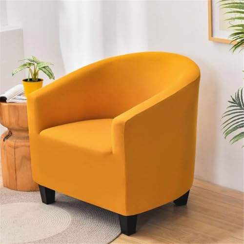 Chickwin Sesselschoner Sesselbezug 1-Teilig, Stretch Einfarbig Klassiker Sesselüberwurf Sesselhusse Club Chair Schonbezug für Cafe Stuhl Loungesessel Cocktailsessel Clubsessel (Gelb)