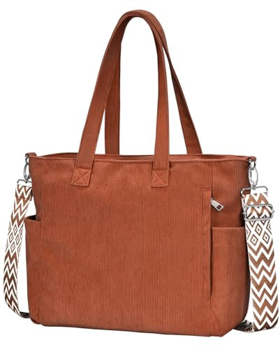 oscaurt Handtasche Cord Tasche Tote Bag Shopper Tasche Damen Umhängetasche Schultertasche Groß Arbeitstasche Damen Crossbody Bag große für Büro Reise Alltag