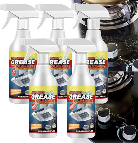 LexTex Powerful Kitchen Grease Cleaner,Multipurpose Foam Cleaner Spray,Clean Kitchen Oil Stains Spray,All-Purpose Oil Stain Cleaner,Kitchen Degreaser Cleaner Heavy Duty for Range Hood,Oven,Pots(5pcs)