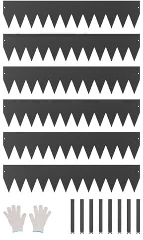 VEVOR Rasenkante, 6er-Set, 1016x203x1,5 mm, rostbeständige Beeteinfassung aus Metall, biegbare Beetumrandung, Raseneinfassung, Trennwand für Blumenbeete, Hofwege, schwarz
