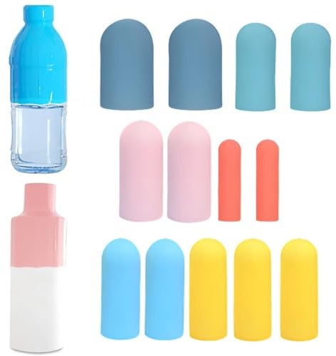 13 PCS Silicone Bottle Covers, Silicone Bottle Covers for Travel Multi-size Leak Proofing Stretchable Elastic Container Sleeves for Women Men Cruise Ship Airplane Accessories Luggage Toiletries