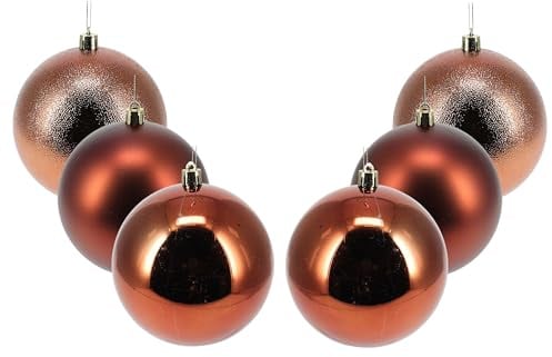 6 x Weihnachtskugeln aus Kunststoff Ø 12 cm - Honigbraun | Weihnachtsbaumkugeln bruchsicher wetterfest Baumkugeln Baumschmuck