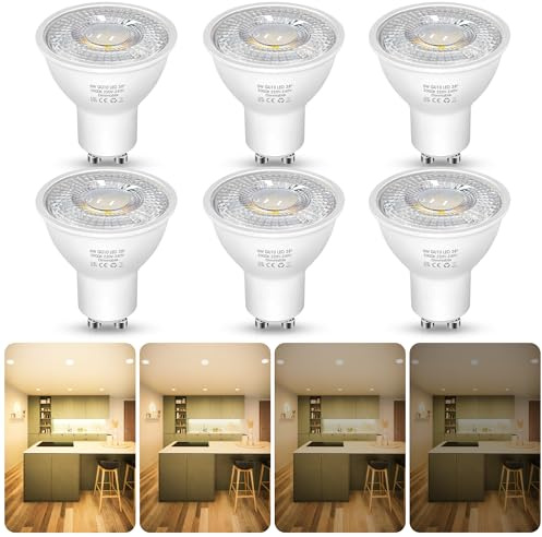 Flaspar GU10 LED Lampe Dimmbar 5W, Ersetzt 50W, 430LM 3000K Warmweiß | GU10 LED Glühbirnen, Abstrahlwinkel 38° Leuchtmittel, Dimmbar, Energiesparlampe, 6 Stück