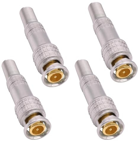 YARCHONN BNC Male Solderless Connector BNC RG59 Crimp Coaxial Cable Compression Connectors for CCTV Security Surveillance Cameras Systems-4pcs