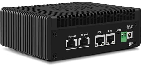CWWK N150 Mini PC (Upgraded N100) Firewall mit 4 Port 10GbE RJ45 + 2.5GbE LAN, S7 Pro OPNsense Appliance Mini Computer, Micro PC DDR5 16GB RAM 256GB SSD, Dual NVMe, USB-C, TF