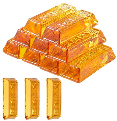 SUPERFINDINGS 12 STK. Feng Shui Goldbarren Figuren Glas Mini Goldbarren Glückssymbol Wohlstand Dekor Für Haus Büro Geldsegen Chinesische Glücksbringer