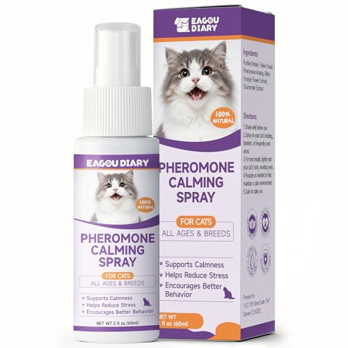 Calmante per Gatti Feromoni , Stress, Aggressione, Litigi, Graffi Trasloco | Viaggi, Marcatura con Urina, Feromoni Facciali Felini per Gatti, Feromoni per Gatti, Spruzzalo sul gatto, 60ML