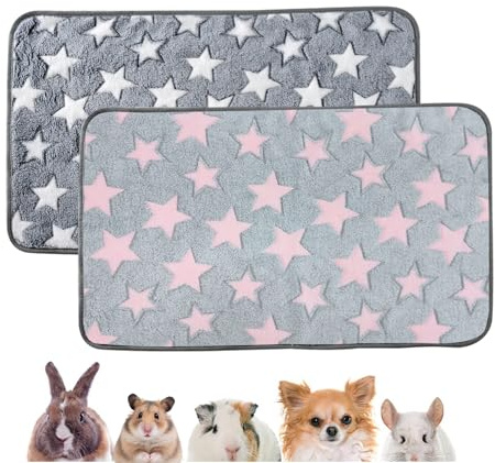 XSDSLS 2 Stück wasserdichte & Schnell Saugfähige PIPI Pads für Meerschweinchen und Kaninchen,Waschbare,PIPI unterlagen Kaninchen,Kleintiermatten für Käfig,Boden,Sofa(Grau+Rosa | 50 * 70)