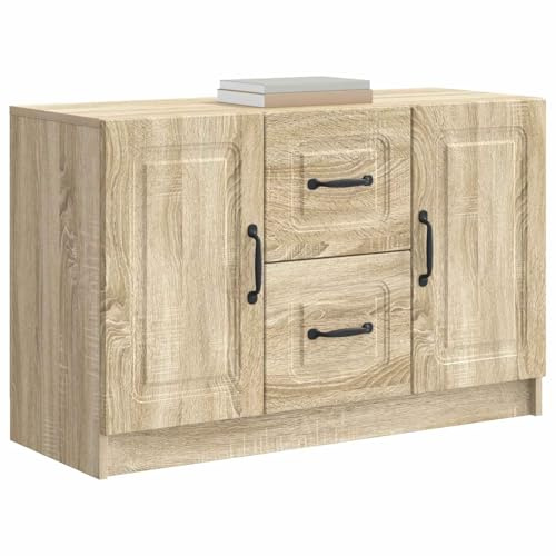 vidaXL Sideboard Sonoma-Eiche 89 x 34,5 x 57 cm Holzwerkstoff, Moderner Sideboard, rechteckige Möbel, stylische Lagerung, idealer Organizer für Wohnzimmer, Essbereich