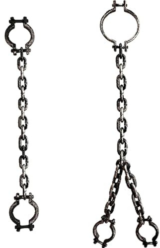 Neptuiby Halloween Chains, Plastic Handcuffs with Body Headgear Shackles Chain Realistic Neck Wrist Shackles with Toy Handcuffs for Costume Party Haunted Dress Up Props 2Pcs